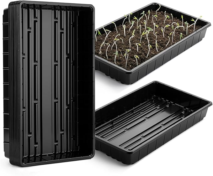 Mr. Pen- Seed Starter Trays, 5 Pack, 17"x10"x2.4", Durable Plastic Growing Trays, Stackable and Reusable Seedling Starter Kits for Indoor, Outdoor, Greenhouse Gardening, Planting, Hydroponic Systems
