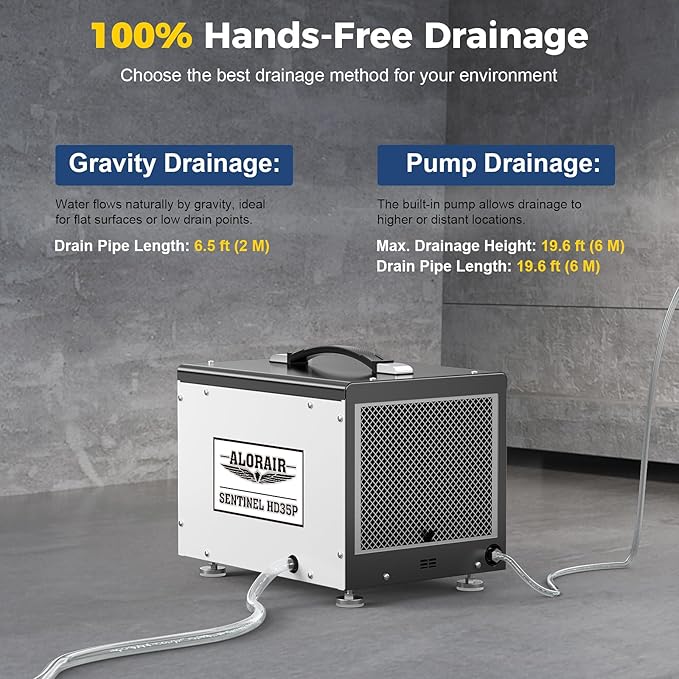ALORAIR Wi-Fi Crawl Space and Basement Dehumidifier, 70 Pint with Pump, Auto-Defrost, Covers Up to 1000 Sq Ft, Memory Start, cETL Listed, Commercial Grade