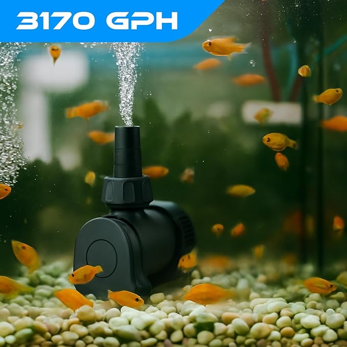 3170 GPH Intelligent ECO Amphibious Water Pump - Sine Wave Technology with Controller for Hydroponics & Aquariums, 88W - 2 Pack