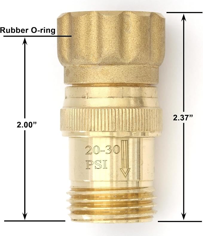 Vibrant Yard Co. LLC Heavy Duty Brass Pressure Regulator 25 PSI for Drip Irrigation System and Soaker Hose with 3/4" Thread Connection