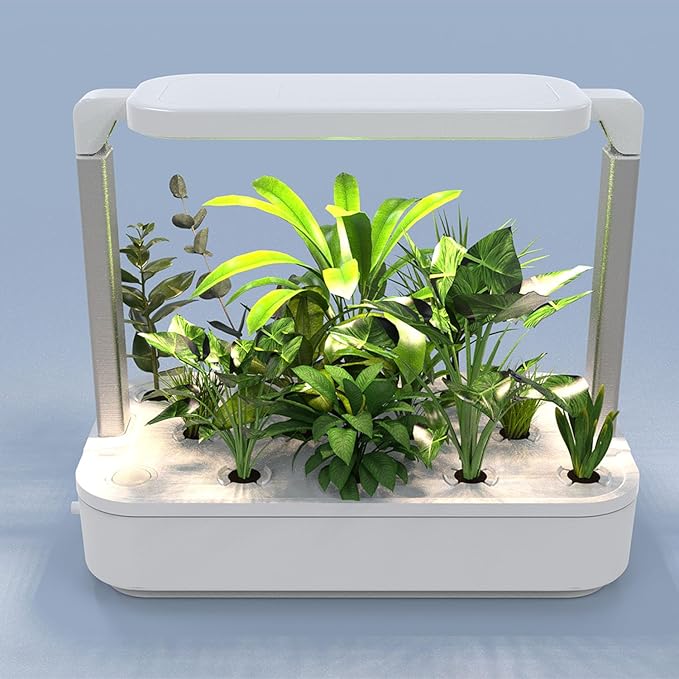 12 Pods Indoor Garden Hydroponics Growing System,24W LED Grow Light,6.5L Water Tank,Pump System,Automatic Timer Smart Vegeable and Fruit Grow Garden Kit,White