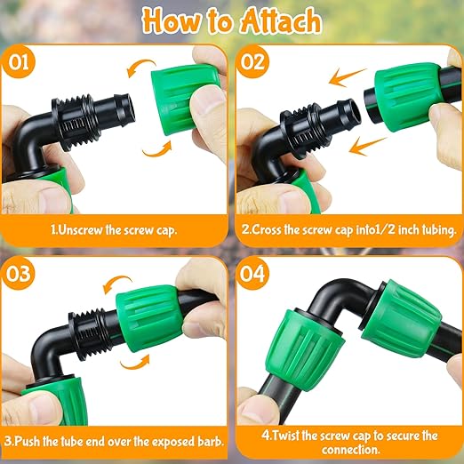 Gardrip Drip Irrigation 1/2" Elbow Fittings：1/2 Inch Drip Line Lock Barbed 90 Degree Elbow Connectors for Drip Irrigation Tubing (1/2" ID x 0.640" OD) Anti-Drop Drip Irrigation Parts (12 Pieces)