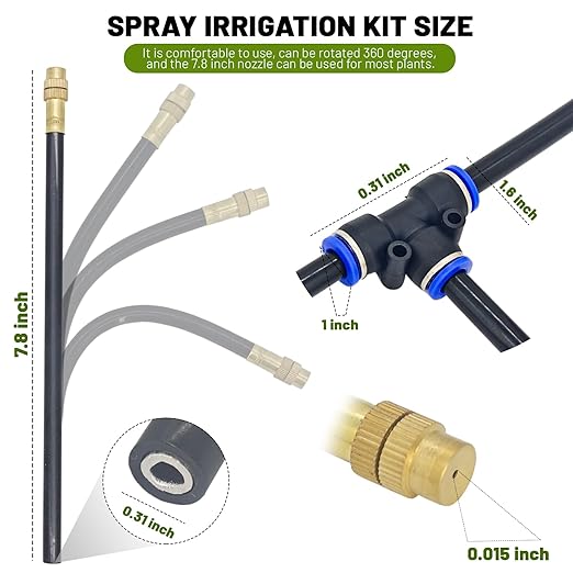 Thiswing 360° Adjustable Drip Irrigation System - 30 FT Garden Watering System with 10 Nozzles, Raised Bed Sprinkler Irrigation System, Garden Mister for Yard, Lawn, Plants, 5/16" Tubing