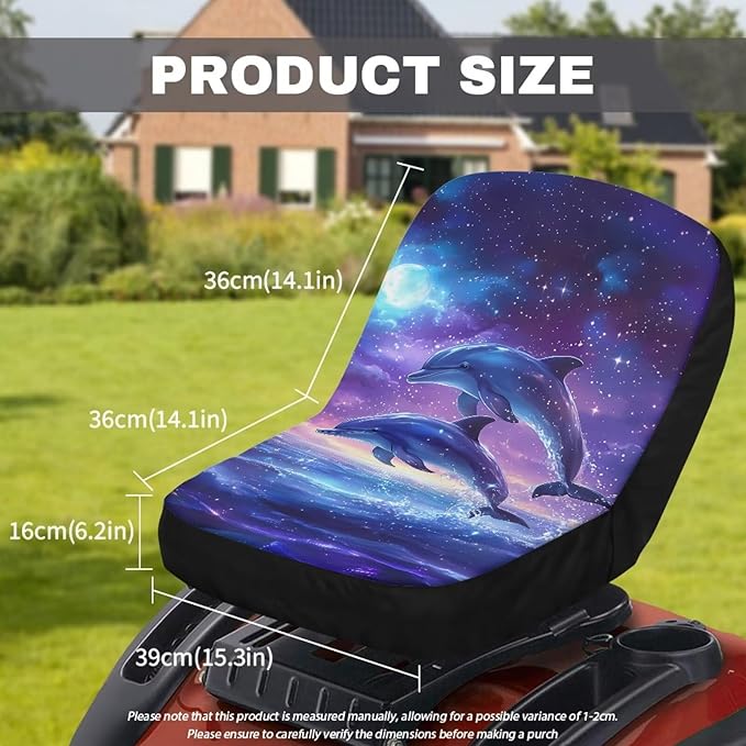 Riding Lawn Mower Seat Cover Large,Dolphin Waterproof Tractor Seat Covers Water Protective Heat-Resistance Tractors Cushion Cover Fits Most Lawnmowers