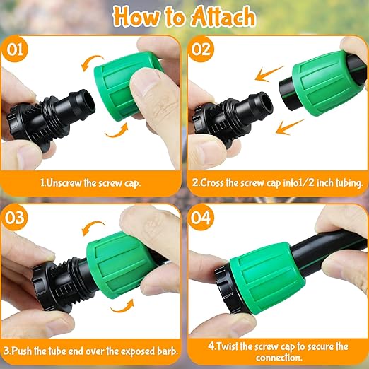 Gardrip Drip Irrigation 1/2" End Cap Fittings：1/2 Inch Drip Line Lock Barbed End Plug Connectors for Drip Irrigation Tubing (1/2" ID x 0.640" OD) Anti-Drop Drip Irrigation Parts (12 Pieces)