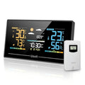 Uzoli EM3405 Wireless Weather Station Indoor Outdoor Thermometer with Remote Sensor, Color Display Home Weather Station with Weather Forecast, Atmospheric Pressure Monitor, Weather Alert