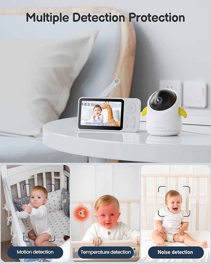 Baby Monitor with Camera and Audio WiFi/No WiFi: Baby Monitor WiFi Smartphone APP Control NightVision 4.3' Screen Smart Video Baby Monitor with Remote PTZ 2-Way Talk Motion & Cry Alert(Only 2.4G WiFi)