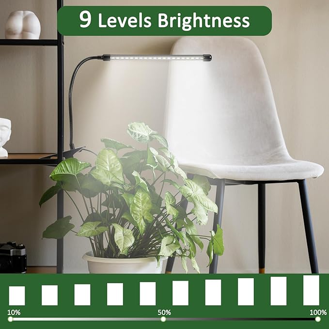 LED Grow Light for Indoor Plants, 40W 6000K Plant Lights for Seedings Succulents, Waterproof Grow Lamp with Timer Auto On/Off 3/9/12H, 9 Dimming