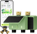 WiFi Water Timer for Garden Hose 2-Pack with Hose Splitter, 2-Zone Solar Powered Smart Irrigation Controller with Flow Meter, Rain Delay & Auto Irrigation, Brass Inlet, No Hub Required