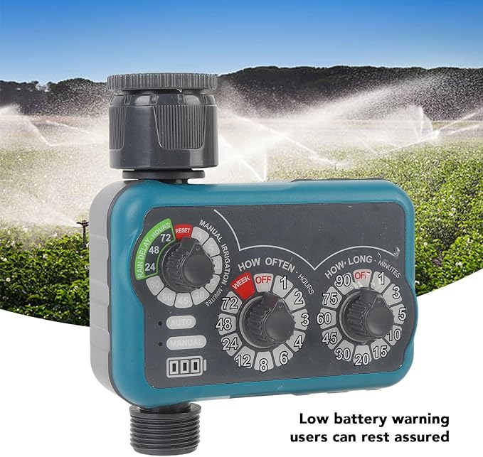 Garosa 3 Dial Water Timer, Automatic Manual Sprinkler Timer with Rain Delay, IP54 Water Proof for Garden Irrigation