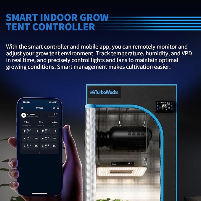 Grow Tent Kit Complete System 2.3x2.3 ft, 100W LED Grow Light with LM301H EVO & Sunrise Timer, 1680D High-Reflective Mylar Tent, 4 Inch Smart 2-in-1 Ventilation System with Carbon Filter & Clip Fan