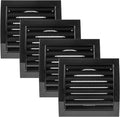 Vent Systems 4'' Inch Black Pack of 4 Air Vent Cover Dryer Vents and Bathroom Exhaust Vents Pipe, Black Louvered Dryer Vent Cover - Exhaust, Supply Air Register Grille with Flange