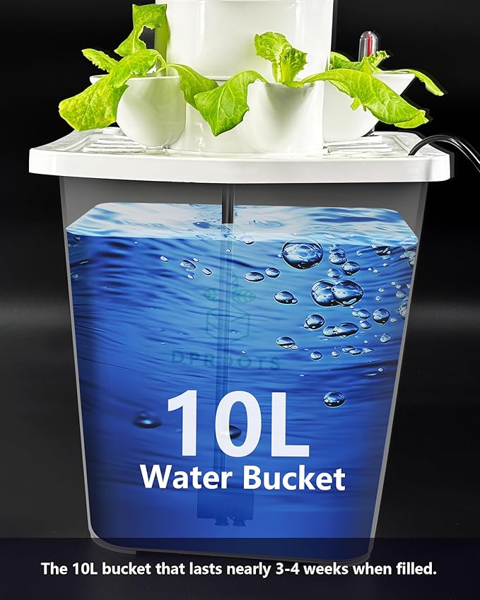 Hydroponic Tower Growing System Kits，30 Pods Vertical Indoor Garden，360° Full-Spectrum Lighs, Automatic Water Circulation System，Suitable for Leafy Greens and Herbs