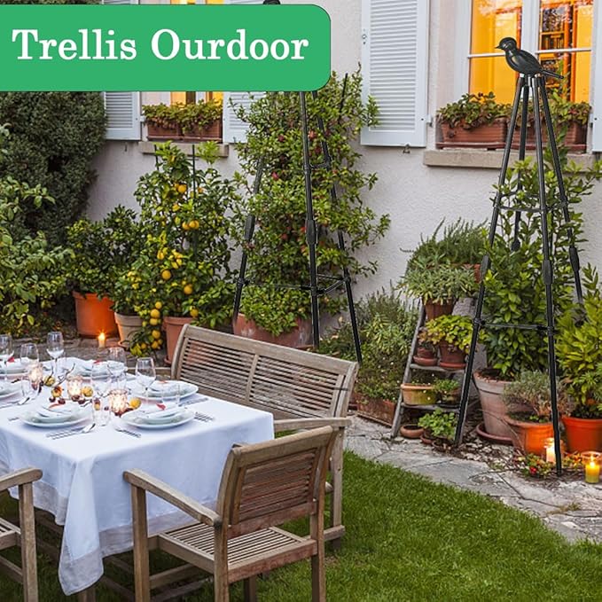 Garden Trellis,Plant Support for Climbing Plants, 1 Pack Plant Trellis Support for Climbing Vine, 63" Plant Support Tower Cages Plastic Coated Metal Pipe Supports for Outdoor Indoor, Tomato cage