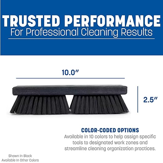 SPARTA Plastic Floor Scrub Brush, Brush Head Only, Deck Brush with ACME Standard Thread Fitting for Deck, Industrial Kitchens, and Hospitals, 10 Inches, Yellow, (Pack of 6)
