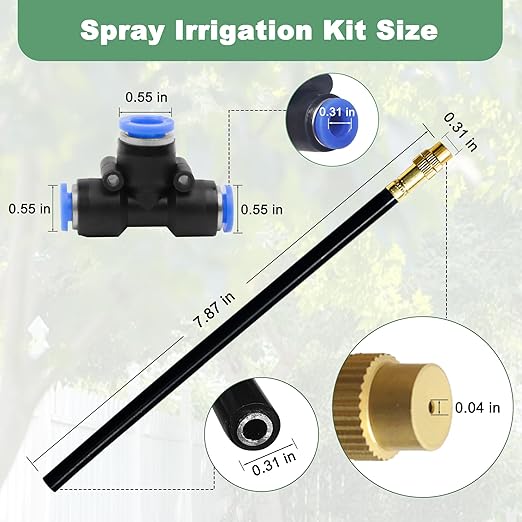 Quibbay 16.4Ft Drip Irrigation System, Automatic Garden Irrigation System with 360-degree Bending Dropper, Atomizing Watering Misting System with Copper Nozzle for Garden Plant Lawn Patio(5 Nozzles)