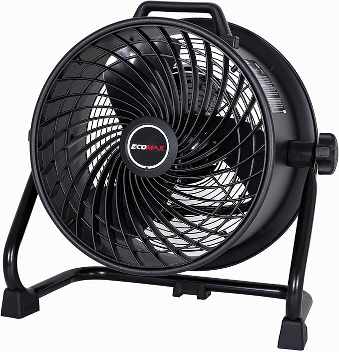 ECOMAX 16" Velocity Industrial Drum Fan, 3-Speed Heavy Duty Industrial Metal Shop Fan with 1800 CFM, Built-in Rope Bag, Floor Fan for Commercial, Garage, Greenhouse and Gym - UL Listed