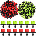 Yaocom 400 Pcs Sprinkler Irrigation Drippers, 1/4 Inch Barbed Drip Emitter, 360 Degree Watering Adjustable Suitable Anti-Clogging Drippers for 4mm/7mm Garden Watering Tubing System (Red,Green)