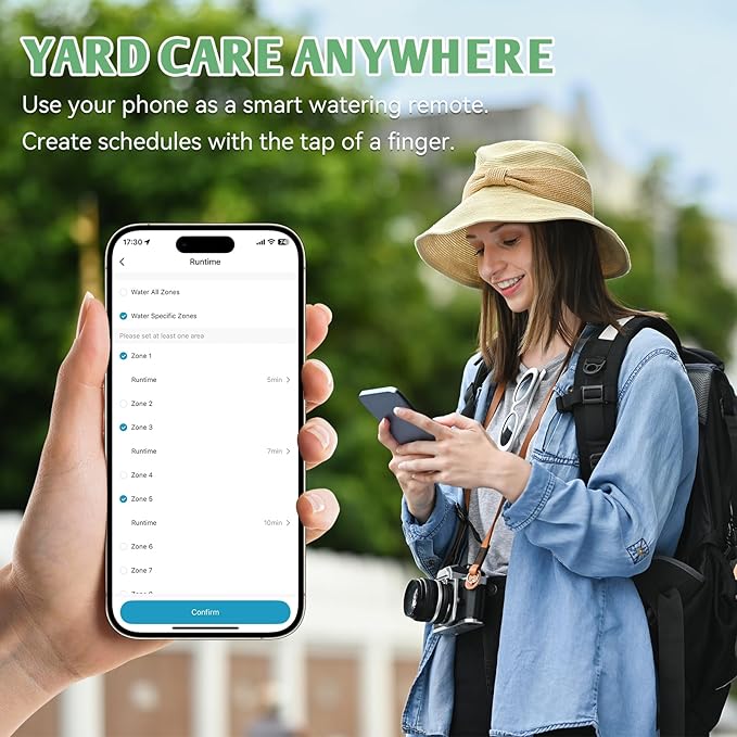 Snowtaros WiFi Smart Sprinkler Controller (8 Zone), Irrigation Controller with APP Control, Local Weather Intelligence, Rain Delay, 24VAC Compatible, Easy DIY Install, Sprinkler Timer for Garden Yard