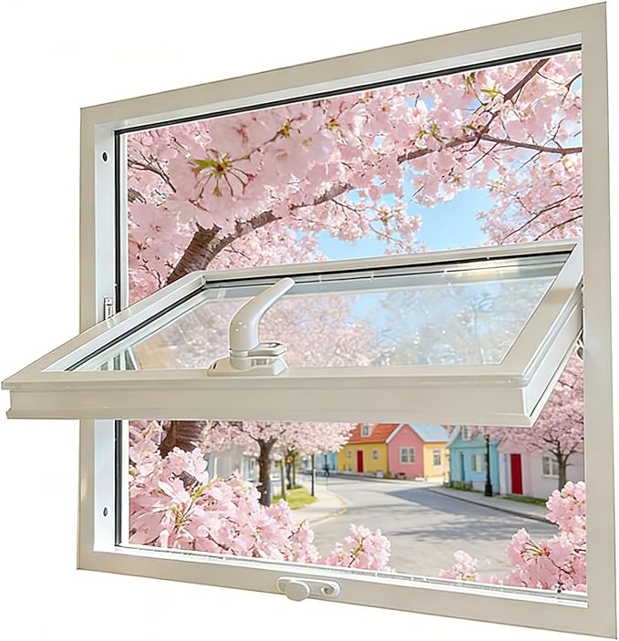 47x26 Adjustable Ventilation Windows,360Degree Rotation, Bathroom - izable Size - White