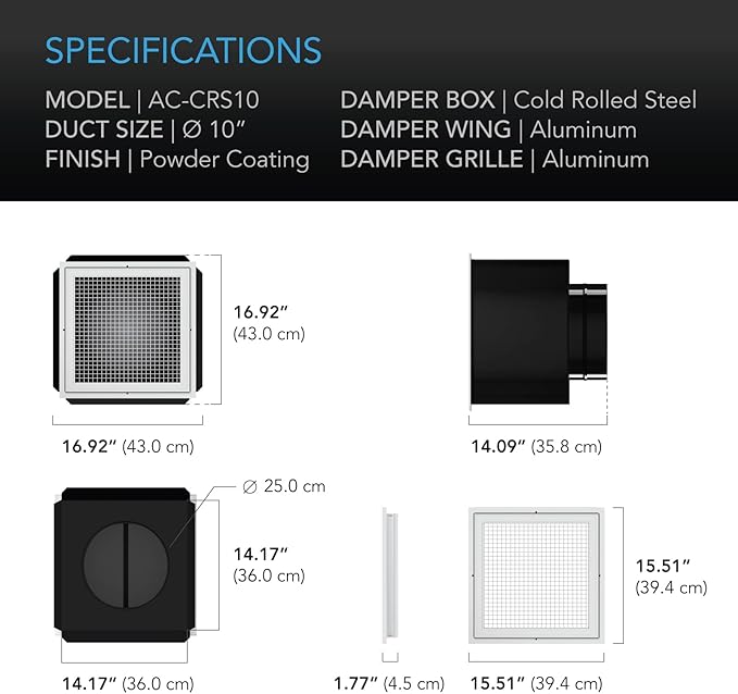AC Infinity CLOUDWAY Whole House EC Fan S10, 1200 CFM with Remote 10-Speed Wireless Fan Controller, 10” Ceiling Mount House Attic Vent, Exhaust Home Ventilation System