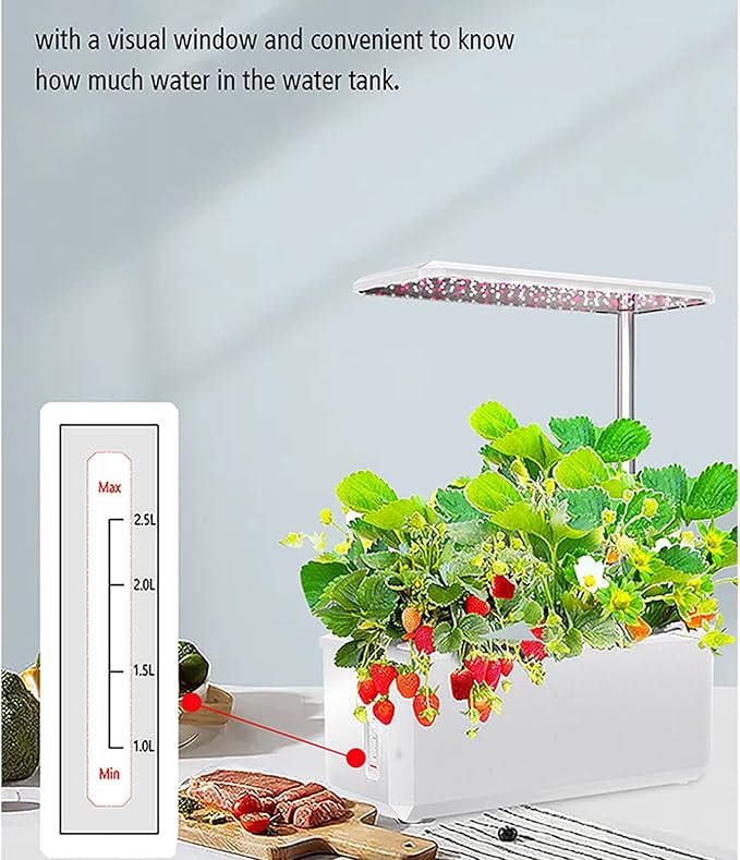 6 Pods Hydroponics Growing System with LED Grow Light Indoor Garden Smart Herb Garden Kit Plants Germination Kit Automatic Timer Height Up to 17" White