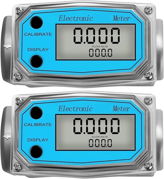 Flow Meter Electronic Flowmeter Digital(2pcs Blue Flowmeter)