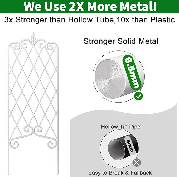 AMAGABELI GARDEN & HOME 2 Pack 60” x 18” Garden Trellis for Climbing Plants Outdoor Trellis for Climbing Roses Plant Trellis Vegetables and Flower Vine White Trellis for Ivy Cucumbers