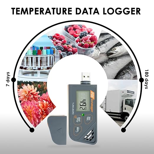 USB Temperature Data Logger Recorder for Temperature Humidity and Atmospheric Pressure, IP65 Waterproof Temperature Logger with PDF and CSV Reports High Accuracy