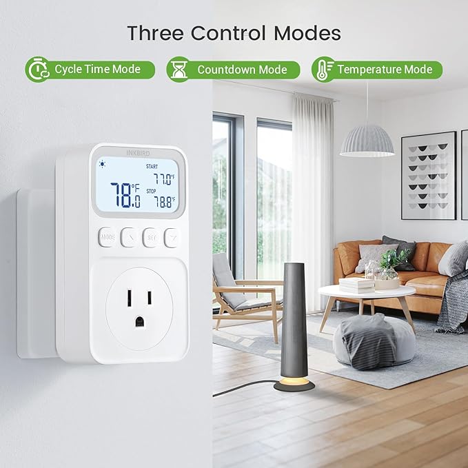 INKBIRD Plug in Thermostat 15A 1800W, Programmable Heating Cooling Digital Temperature Controller Timer for Window A/C Fan Heater Greenhouse Homebrewing Reptile