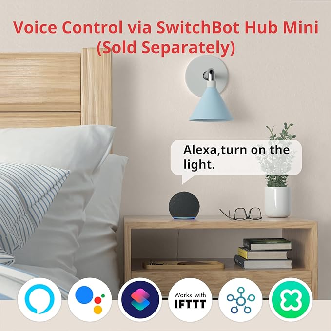 Switchbot Smart Switch Button Pusher (Bluetooth) – Fingerbot for Rocker Switch/One-Way Buttons, App Timer Control, No Wiring, Optional Hub Required for Voice/Remote, White