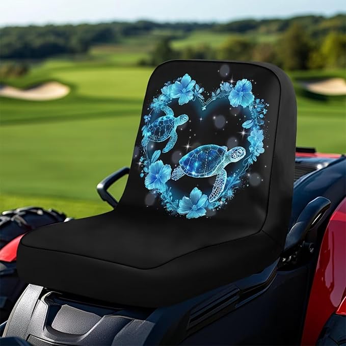 Blue Sea Turtle Riding Lawn Mower Seat Cover for Tractor Accessories, Lawnmower Parts Compatible with Kubota, Lawn Tractor Seat Cover,Mower Seat Cushion