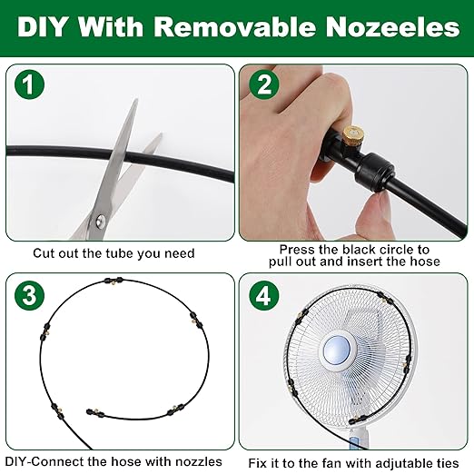 YOFIT Outdoor Misting System for Patio Cooling, 75FT Water Mister Hose Kit, Cooling Misters for Porch, Backyard, Yard, Garden, Portable Mist System with Brass Nozzles for Outside