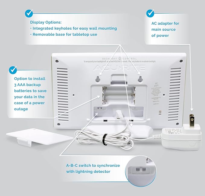AcuRite Weather Station Forecaster for Indoor/Outdoor Temperature and Humidity and Lightning Detection with Built-in Barometer (01071), White