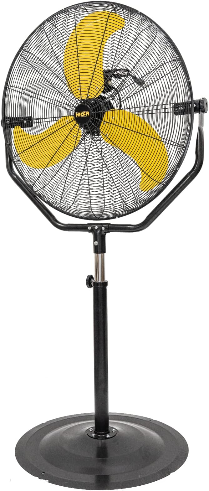 HiCFM 30 inch Tilting Pedestal Fan, 3-Speed 7600 CFM High Velocity Stand Up Fan with 1/3 Powerful Motor for Commercial Industrial Warehouse Gym Garage - UL Safety Listed