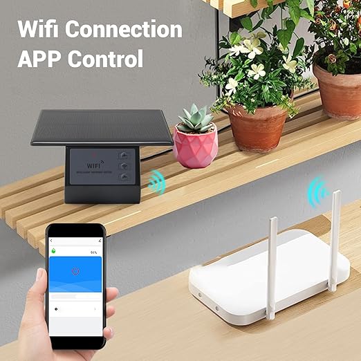 TOPINCN Solar Drip Irrigation Kit, APP Control WiFi Solar Automatic Waterer Kit for House Potted Plants, Automatic Watering System for Plants Flowers Balconies Small Gardens