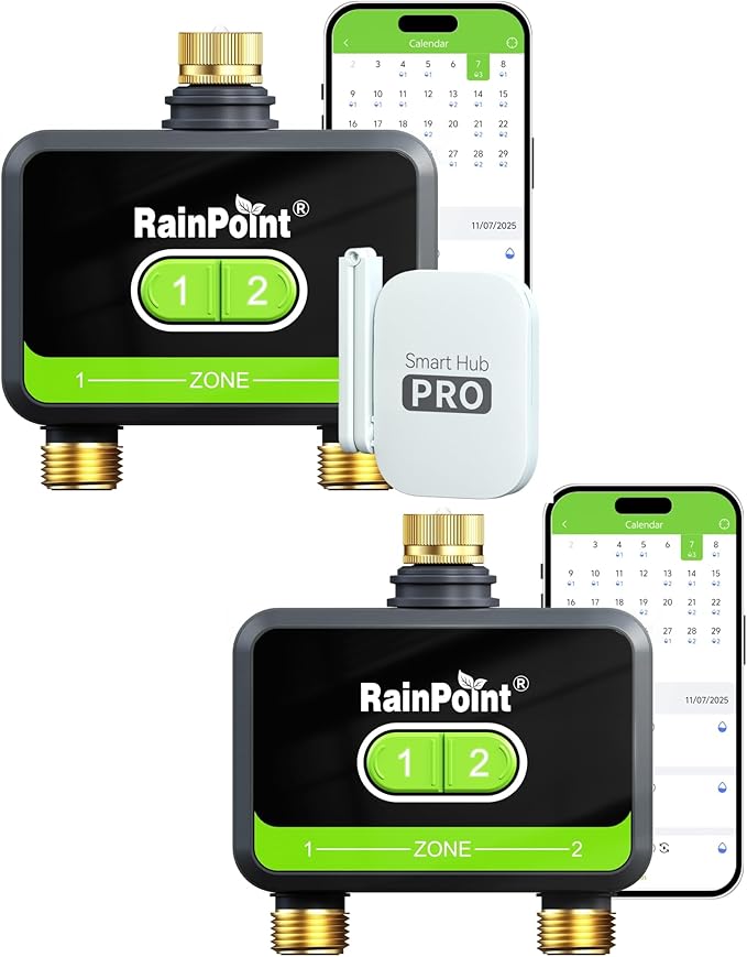 RainPoint 2-Zone WiFi Hose Timer, Smart Irrigation System