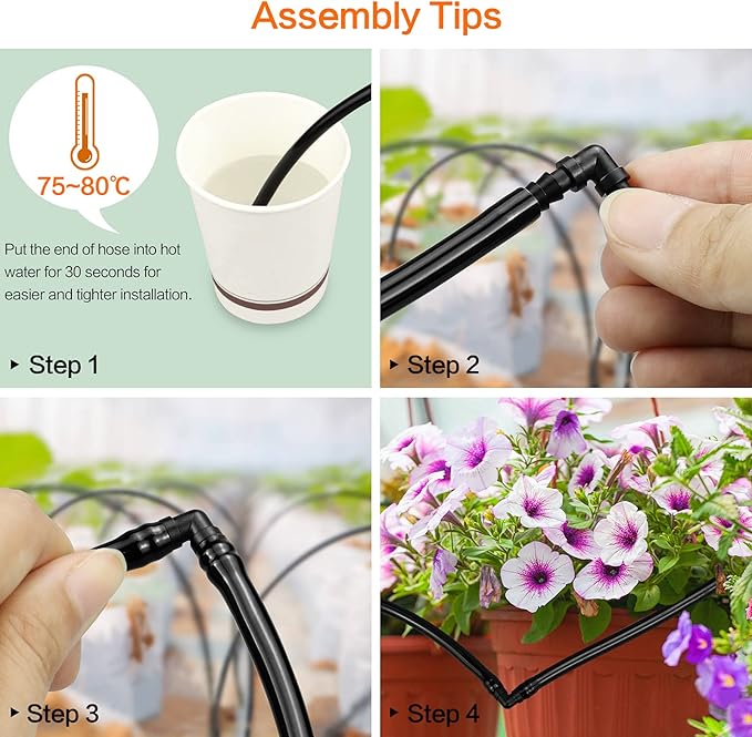 1/4" Drip Irrigation Elbow Fittings, 60 Pieces Barbed Corner 90 Elbow Connectors for 1/4 Inch Irrigation Tubing, Drip Line Elbows Parts for Garden Lawn Irrigation System
