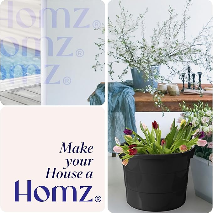 HOMZ 6-Pack Utility Tub, Large Plastic Storage Bucket with Rope Handles, 17 Gallon, Black - Portable Indoor and Outdoor Buckets for Kitchen, Laundry, Garden, Bathroom, and Garage Organization