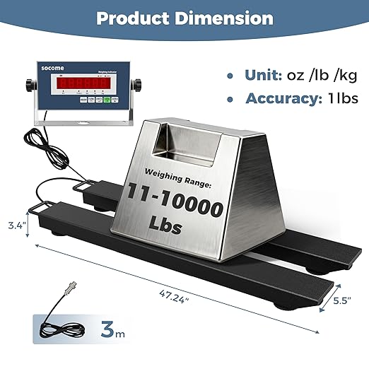 47.3"x5.5" Multi-Purpose Livestock Scale with Digital Indicator, Weigh Beam System Industrial Floor Scale, Weigh Bars Chute Scale, Zoo Specific Animal Scale for Cattle, Sheep,10000 lb x 1 lb