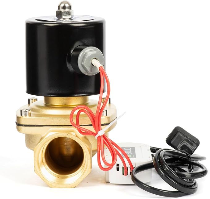 U.S. Solid Smart WiFi Brass Solenoid Valve, 1-1/4", 110V AC, Normally Closed, App Remote Control for Water Systems & Automation