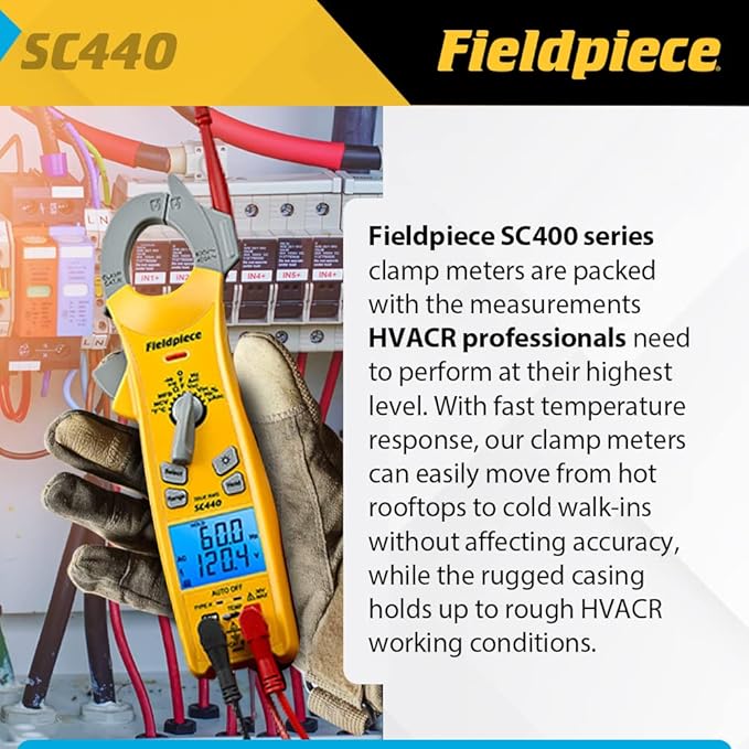 Fieldpiece SC440 True RMS Clamp Meter with Temperature, Inrush Current, Capacitance and Backlight