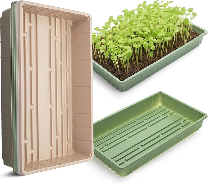 Mr. Pen- Seed Starter Trays, 10 Pack, 17"x10"x2.4", Durable Plastic Growing Trays, Stackable and Reusable Seedling Starter Kits for Indoor, Outdoor, Greenhouse Gardening, Planting, Hydroponic Systems