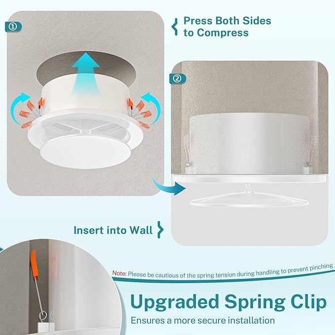 [Upgraded] HG Power 6 Inch Round Vent Cover with Adjustable Panel & Removable Mesh Screen – ABS Ceiling Diffuser with Lock-Clip Design for HVAC, Bathroom, Kitchen, Wall and Duct Air Vents, White
