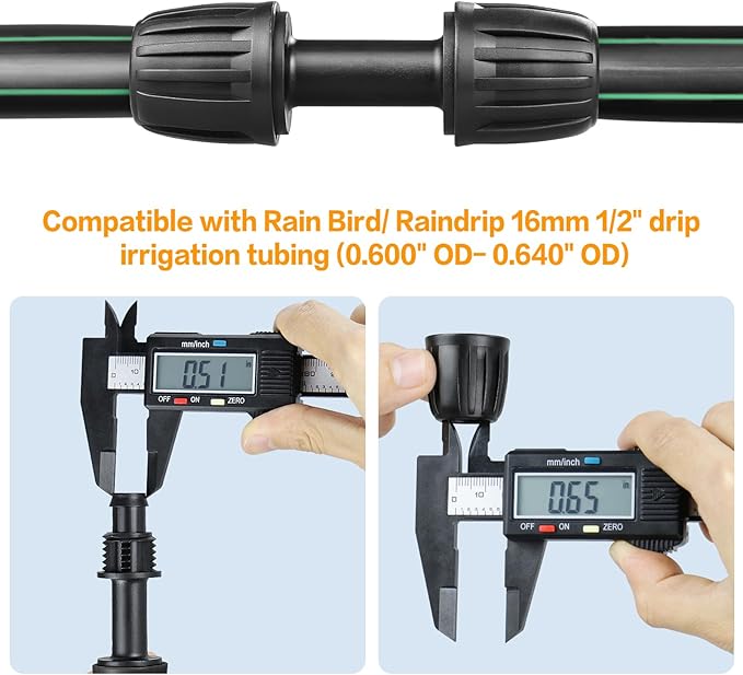 Gardrip Drip Irrigation Fittings Kit for 1/2 Inch Tubing：1/2'' Drip Line Anti-Drop Barbed Locked Nut Connectors 18 Pieces Set Include 4 Couplings 4 Tees 2 Elbows 3 Valves 3 Reducing Tee 2 Plugs