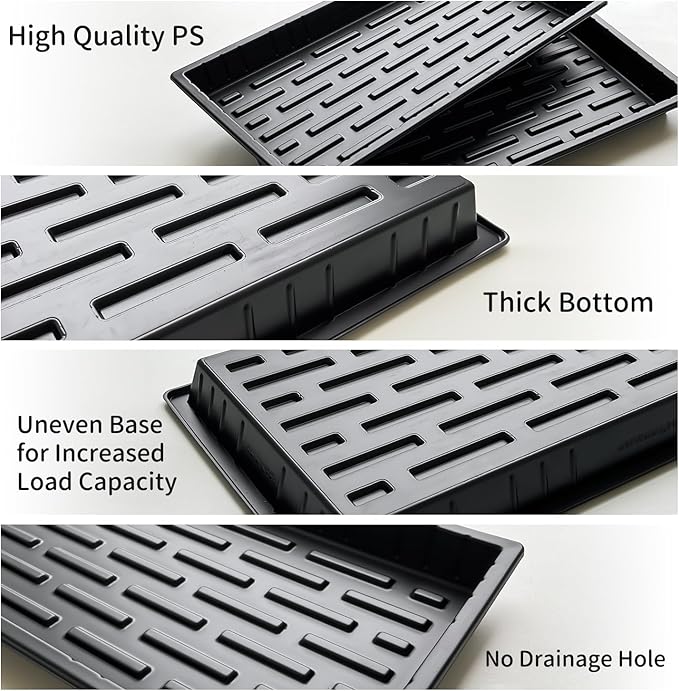 RooTrimmer Growing Trays, 1020 Plant Nursery Trays Heavy Duty Seed Starter Flat Seedling Tray for 72/128 Cell Plug Tray Transplant Growing Microgreens (21"×11", 10 Pack, 1.6" Deep, Without Holes)