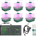 KEOHOLI Seed Starter Kit with Grow Light and Heat Mat, 6 Pack 12-Cell Seedling Trays with LED Panels, Adjustable Timer & Dimmer Indoor Plant Propagation Station for Herbs, Vegetables, Flowers
