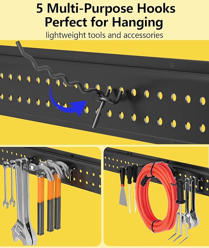 Wall Mount Tool Storage Rack 13 Pack Carries 600 lbs Garden Tool Organizer 48in With Large Storage Space,Easy Assembly, Sturdy Design,for Efficient Tool Storage Garage Organization