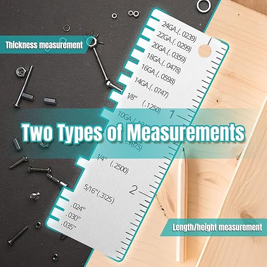 Wire Gauge Measuring Tool & Metal Plate Thickness Gauge Tool with Packet,Standard Stainless Steel Round Dual Sided Metal Sheets Guage,Wire Welding Material Thickness Gauge