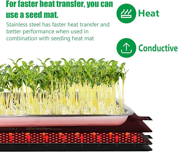 RooTrimmer Stainless Steel Plant Trays, 5 Pack Multi-Purpose Tray for Indoor Outdoor Plants, Seed Starting Tray for Potted Plants(11.6 inch×15.2 inch, 1.45" Height, 5-Pack)